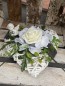 Preview: Grabschmuck, Allerheiligengesteck, Herz FH0015 - Rosen schwarz weiß Engel