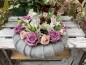 Preview: Grabschmuck, Allerheiligengesteck, Kranz FH0028 - grau, mauve, aprikot - Engel mit Teelicht