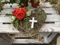 Preview: Grabschmuck, Allerheiligengesteck, Herz FH0031 - Rosen orange - Kreuz