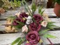 Preview: Grabschmuck, Allerheiligengesteck, Kreuz FH0038 - Holz, bordeaux Rosen