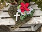 Preview: Grabschmuck, Allerheiligengesteck, Herz FH0040 - weiß & rot - Kreuz