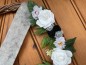 Preview: Grabschmuck, Allerheiligengesteck, Kranz FH0041 - weiß & schwarz & grau - Kreuz