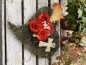 Preview: Grabschmuck, Allerheiligengesteck, Herz FH0043 - Rosen & Calla - orange - Kreuz