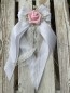 Preview: Kirchenschmuck Kirchbankschleife Stuhlschleife Hochzeit KS0024 weiss - rosa / Vintage - BOHO