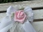 Preview: Kirchenschmuck Kirchbankschleife Stuhlschleife Hochzeit KS0024 weiss - rosa / Vintage - BOHO