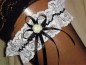 Preview: Strumpfband Hochzeit Fasching weiß schwarz SB010