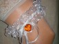 Preview: Strumpfband Hochzeit Fasching weiss orange SB037