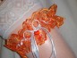 Preview: Strumpfband Hochzeit Fasching orange weiß SB051