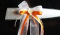 Preview: Antennenschleifen " Zoe " zur Hochzeit SCH0028 im 10er Set - weiß, orange
