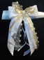 Preview: Antennenschleifen zur Hochzeit " HEART " SCH0148 im 10er Set - gold, weiß