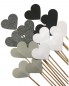 Preview: 50 Steckherzen zur Hochzeit Dekoration SH001 - schwarz, grau, silber, weiß