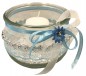 Preview: Windlichter zur Hochzeit mit Spitze TD0127 - 5 Stück Tischdekoration im Vintage Style mit Kerze - hellblau
