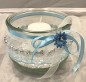 Preview: Windlichter zur Hochzeit mit Spitze TD0127 - 5 Stück Tischdekoration im Vintage Style mit Kerze - hellblau
