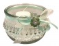 Preview: Windlichter zur Hochzeit mit Spitze TD0128 - 5 Stück Tischdekoration im Vintage Style mit Kerze - mintgrün