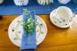 Preview: Vermietung von Musselin Stoff Servietten ca. 40 cm x 40 cm - Farbe indigo, taubenblau / 1,10 €