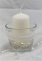 Mobile Preview: SET : 3 Kerzen & 3 Gläser Tischdekoration Hochzeit Taufe Kommunion Vintage Spitze VK011