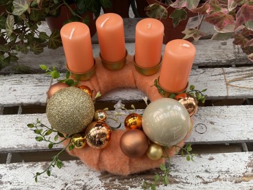 Adventskranz ADV2401 - orange, aprikot, gold