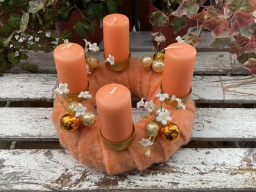 schöner FILZ Adventskranz ADV2403 - orange, aprikot, gold