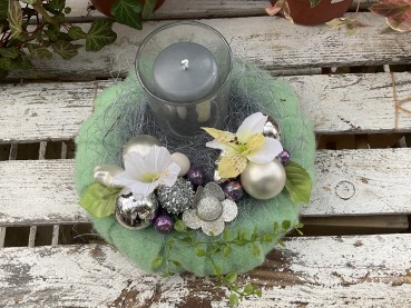 Adventskranz Adventsgesteck ADV2405 - mint, grau