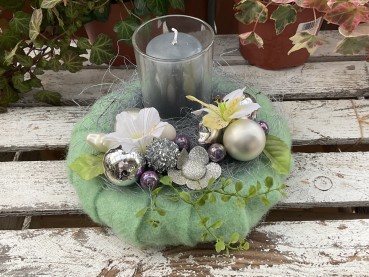 Adventskranz Adventsgesteck ADV2405 - mint, grau