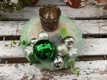 Adventskranz Adventsgesteck ADV2406 - mint, grau