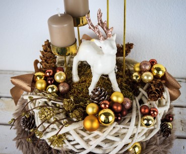 Adventskranz Hirsch ADV2202 - taupe, gold