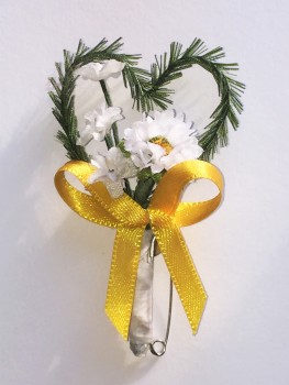 Gästeanstecker "Daisy" zur Hochzeit AS0008 - weiß, gelb, grün, Gänseblümchen