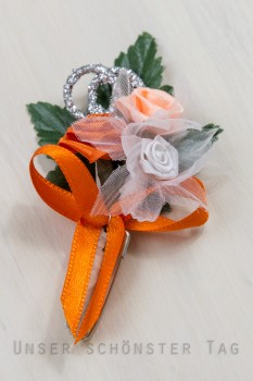Gästeanstecker " Kim " zur Hochzeit im 10er Set AS0013 - orange, aprikot, weiß