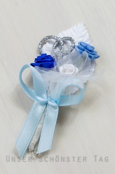 Gästeanstecker " Kim " zur Hochzeit im 10er Set AS0014 - blau, hellblau, weiß
