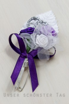 Gästeanstecker " Kim " zur Hochzeit im 10er Set AS0015 - lila, flieder, weiß