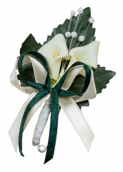 Gästeanstecker "Saskia" zur Hochzeit AS0016 im 10er Set mit Calla - grün, creme