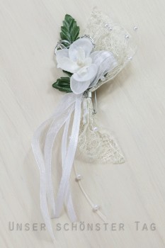 Anstecker "Doris" zur Hochzeit AS0018 Orchidee - weiß