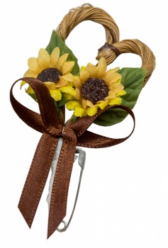Gästeanstecker " Lucie " zur Hochzeit im 10er Set AS0019 - Sonnenblume, gelb, braun
