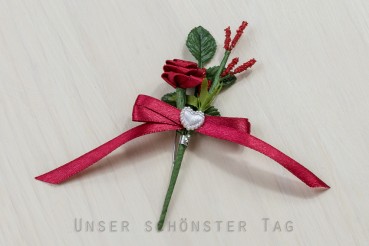 Gästeanstecker "Tamara" zur Hochzeit AS0060 bordeaux - 10 Stück Anstecker, Hochzeitsbüscherl