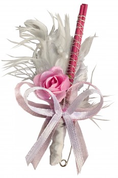 Hochzeitsanstecker "Federtraum" rosa 10 Stück AS0041 Gästeanstecker, Anstecker, Hochzeit