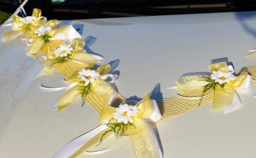 Autoschmuck " Lilly " AU0019 - gelb, weiß mit Margeriten