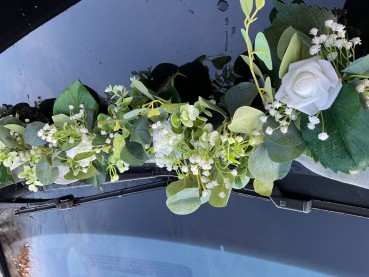 Autoschmuck Autogirlande Eukalyptus AU0035 Vintage BOHO - salbei, weiß
