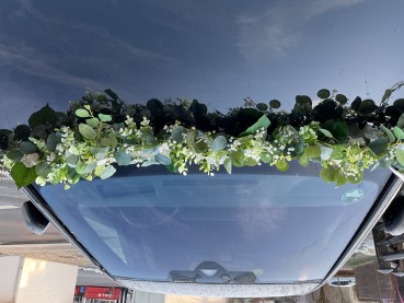 Autoschmuck Autogirlande Eukalyptus AU0035 Vintage BOHO - salbei, weiß