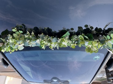 Autoschmuck Autogirlande Eukalyptus AU0035 Vintage BOHO - salbei, weiß