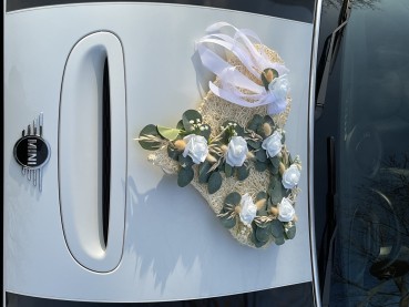 Autodekoration " Giulia " mit Eukalyptus & Rosen AU0038 - weiss, grün