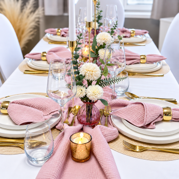Preview: Tischdeko Set * BLUSH mieten – soft & romantisch / ab 4 € pro Person