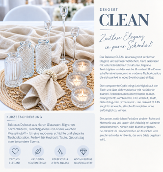 Preview: Tischdeko Set „CLEAN“ – schlicht, elegant & stilvoll / ab 4 € pro Person