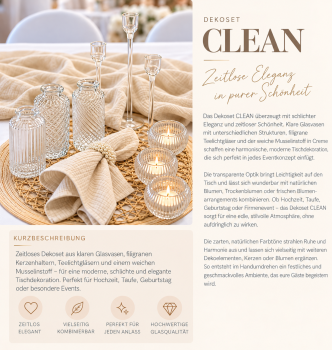 Preview: Tischdeko Set „CLEAN“ – schlicht, elegant & stilvoll / ab 4 € pro Person