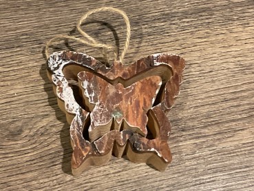 Preview: 2-fach Schmetterling aus Holz Anhänger  10 cm x 8 cm