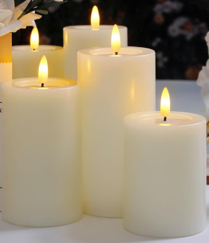 Vermietung von 3 LED ECHTWACHS Votivkerzen zur Hochzeit - elfenbein / 9 €