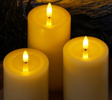 Vermietung von 3 LED ECHTWACHS Votivkerzen zur Hochzeit - elfenbein / 9 €
