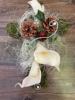 Grabschmuck, Allerheiligengesteck, Kreuz FH0006 - Moos - Calla