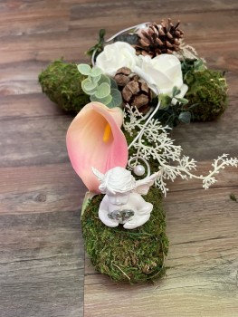 Grabschmuck, Allerheiligengesteck, Kreuz FH0007 - Moos - Calla rosa