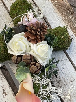 Grabschmuck, Allerheiligengesteck, Kreuz FH0007 - Moos - Calla rosa