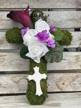 Grabschmuck, Allerheiligengesteck, Kreuz FH0012 - Moos - Calla